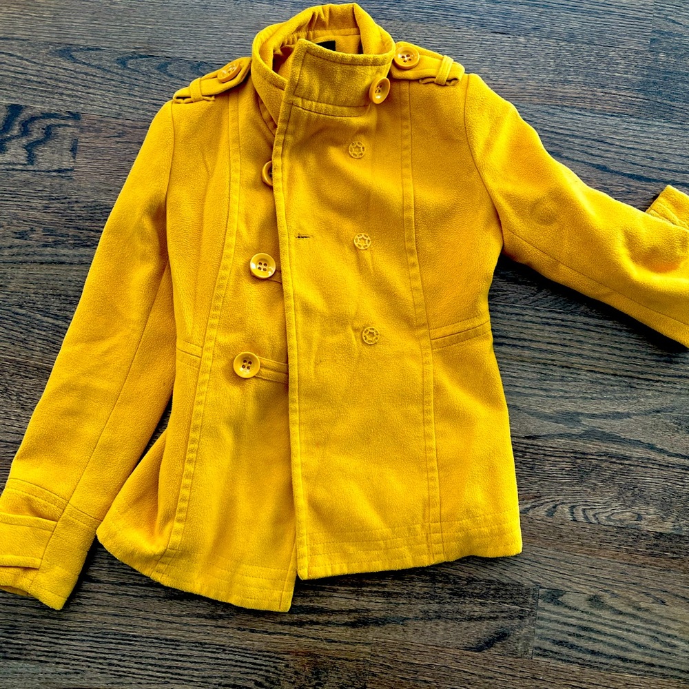 Mustard pea coat. Gently used